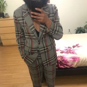 H&M Large Print Plaid Suit Set